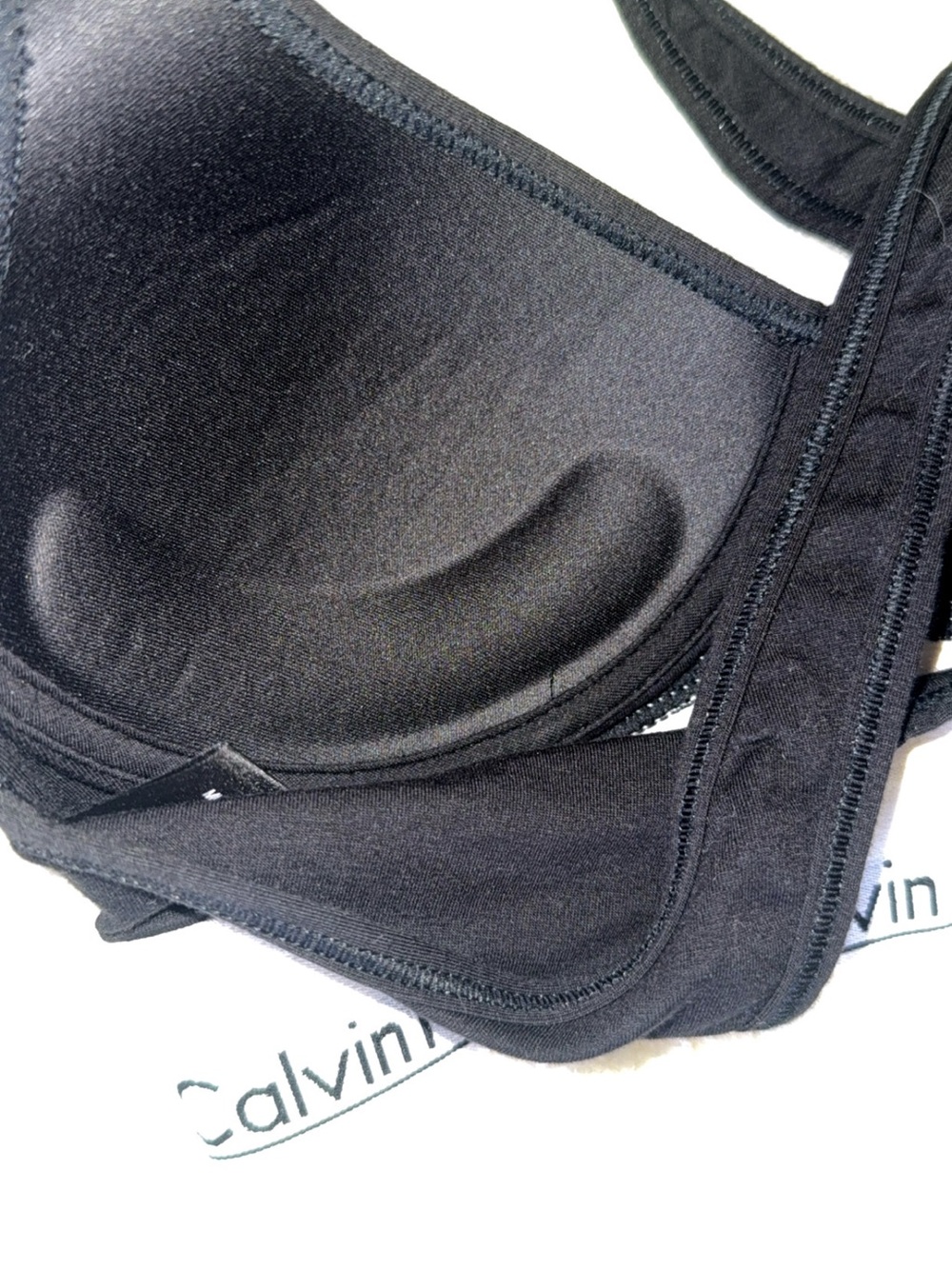 Calvin Klein Black Bralette/Sports Bra with White Logo Band - Picture 7 of 9